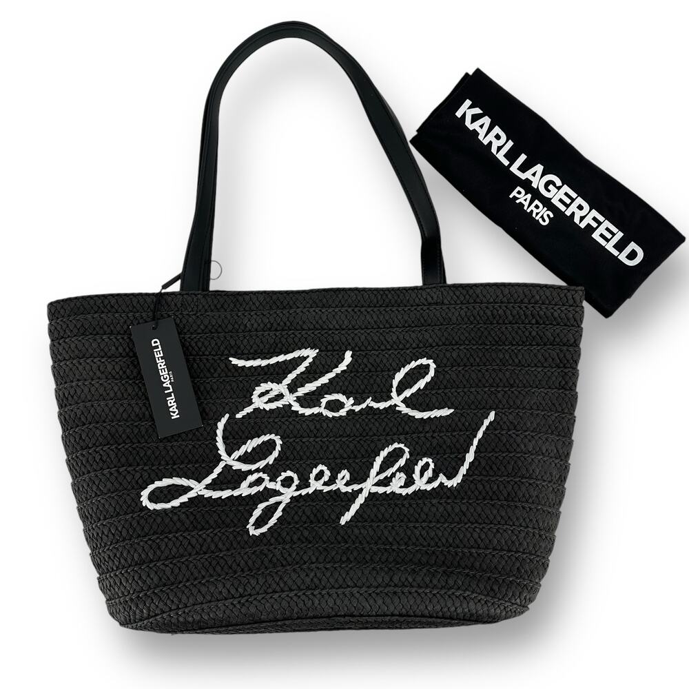 Karl Lagerfeld Black Tote with White Script